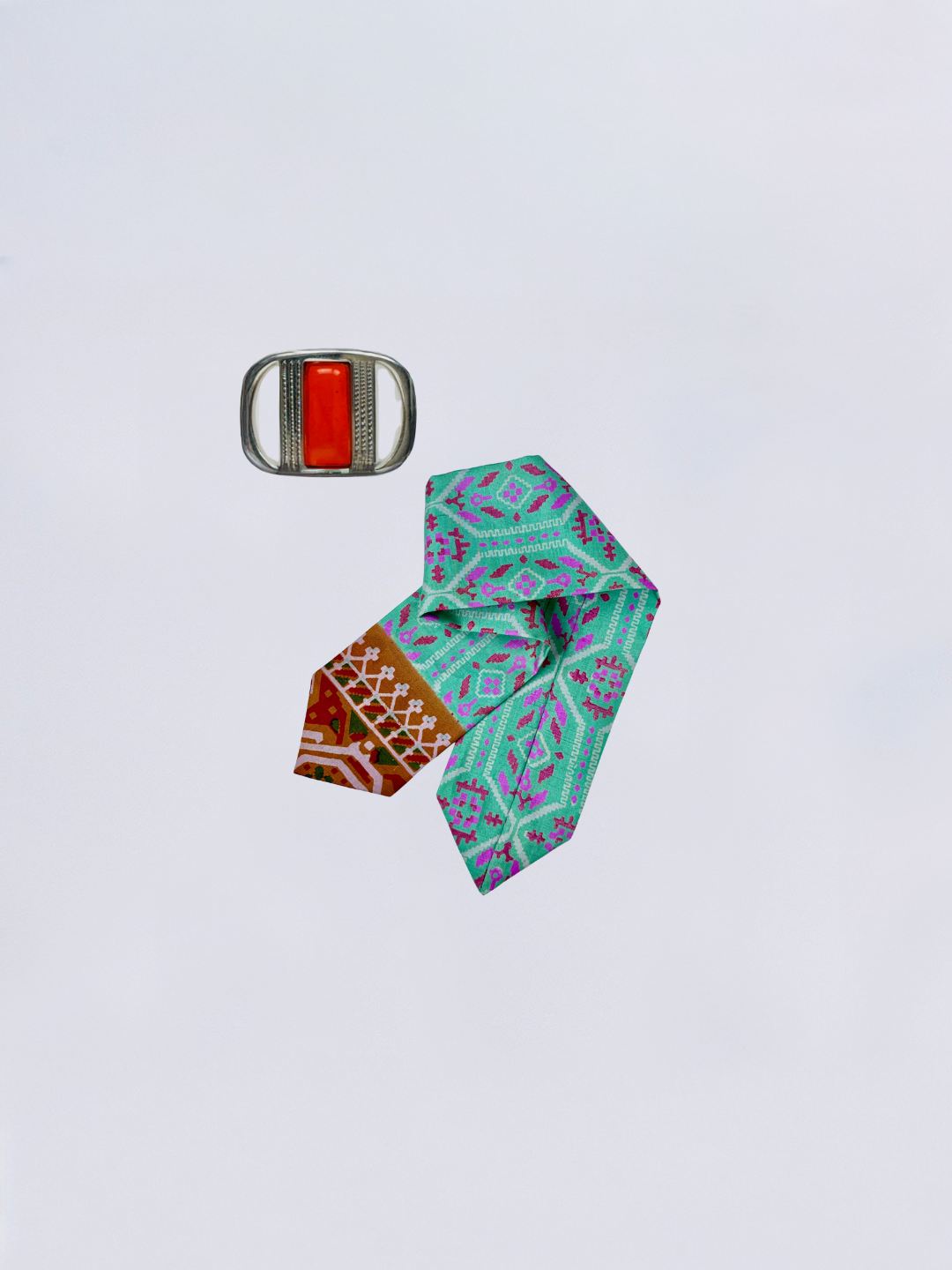 Bracelet riviera saria myna argent orange