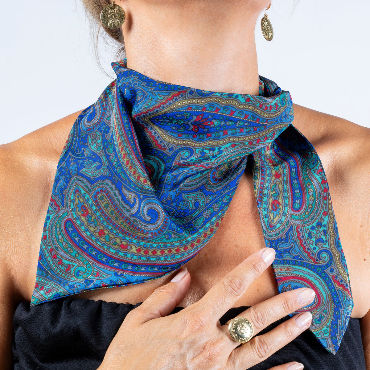 Foulard de soie Bleu cachemire