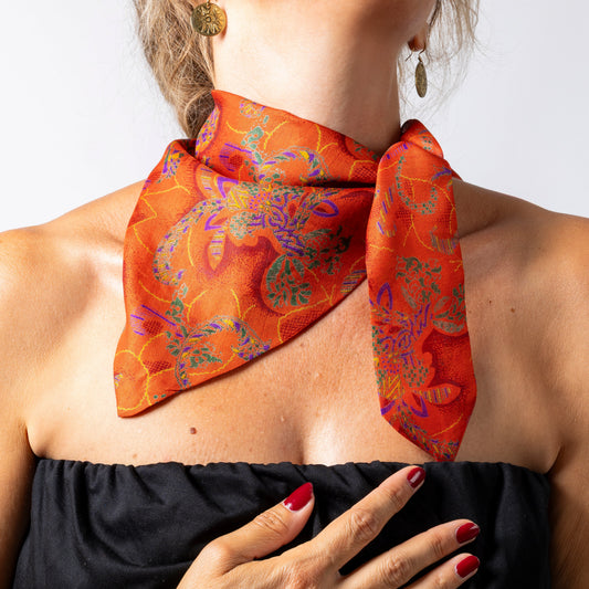 Foulard de soie Cuivre d'automne