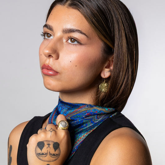 Foulard de soie Bleu cachemire