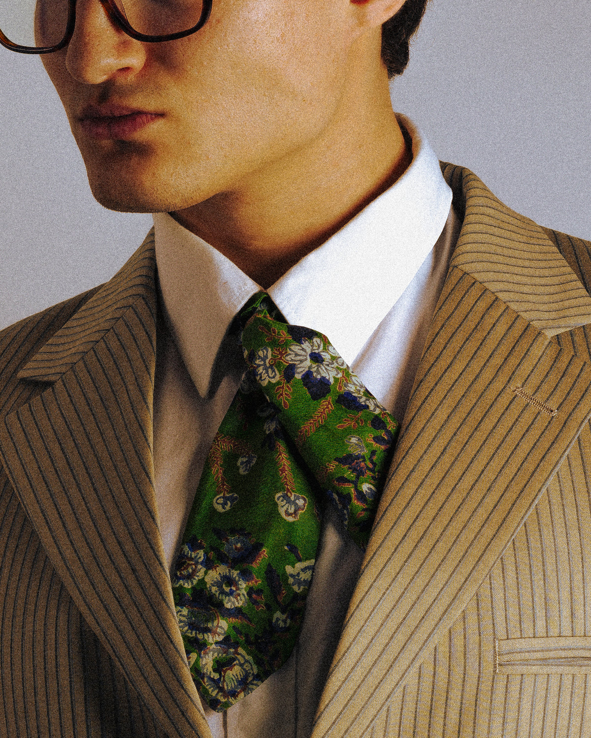 Foulard de soie Vert fleuri